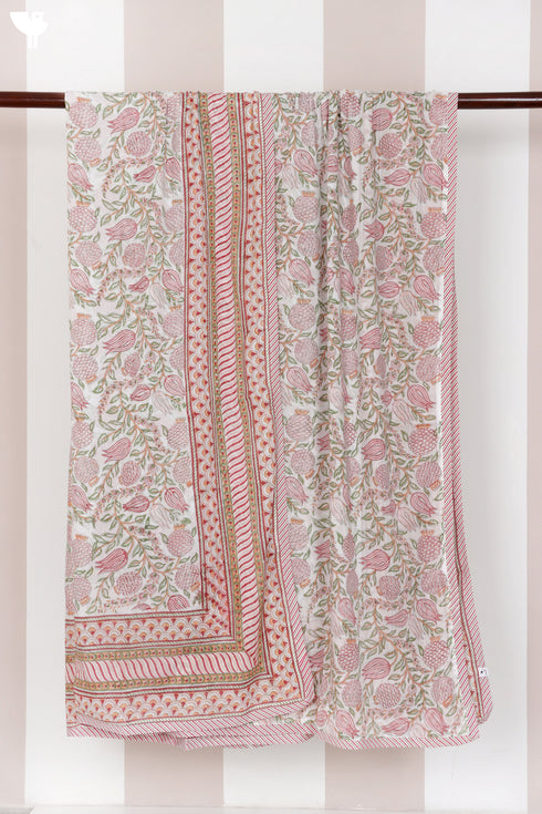 Mulmul Cotton Dohar in Floral Block Print